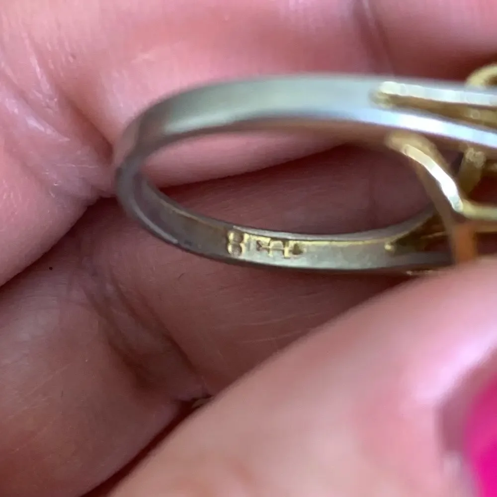 Vintage‎ Uncas Estate Gold opal & rhinestone statement cocktail ring size 8